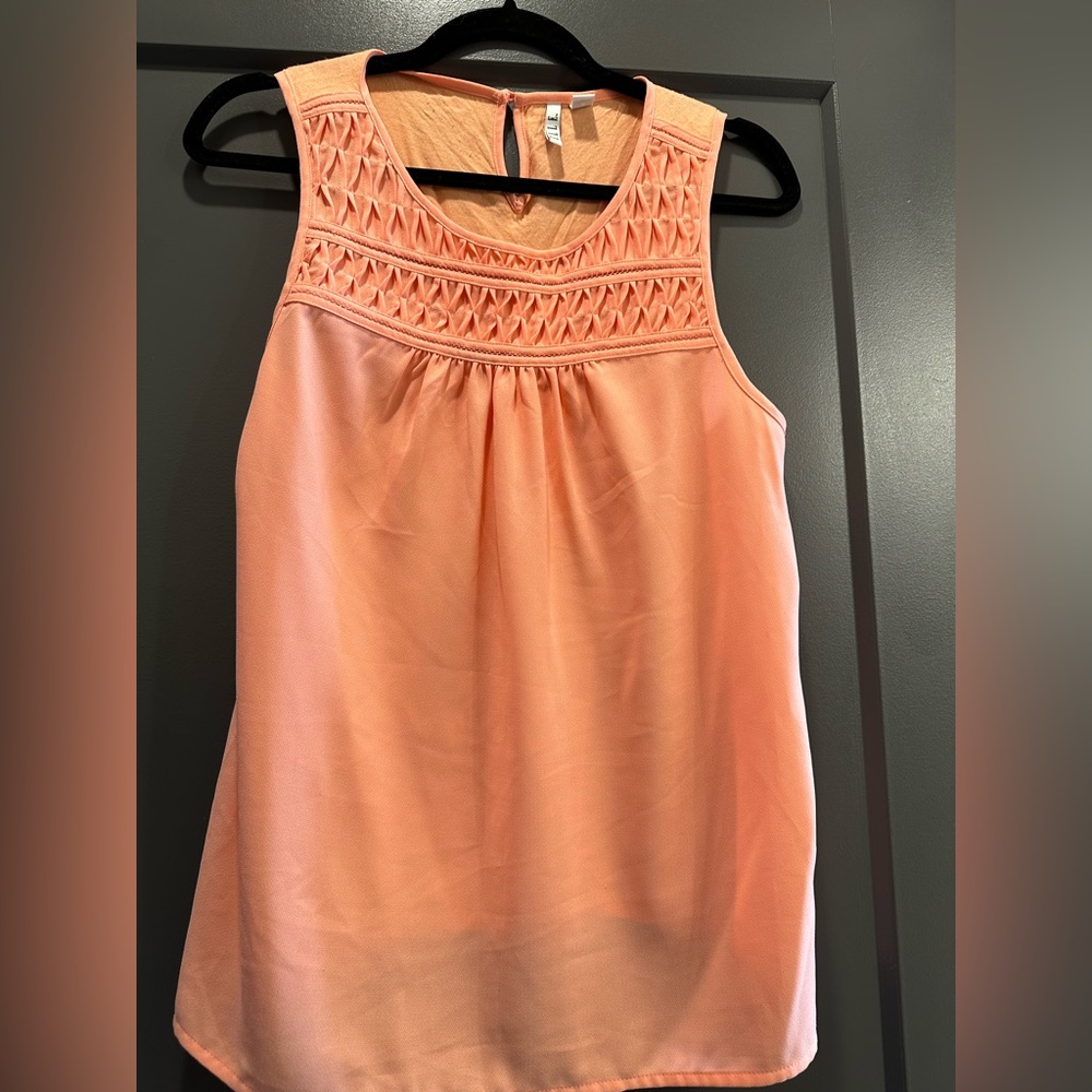 Elle mixed media coral tank top